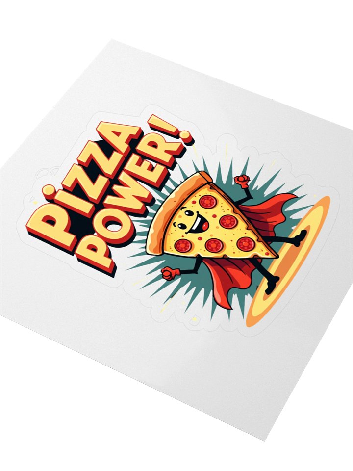 Pizza Power Sticker | Superhero Food Character Vinyl Decal | Funny Pizza Slice Laptop Sticker Kiss Cut Stickers product image (1)