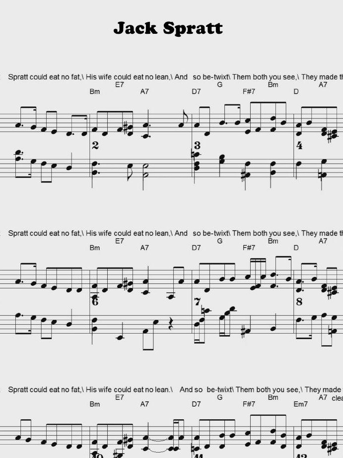 Jack Spratt - CS - Piano sheet music product image (1)