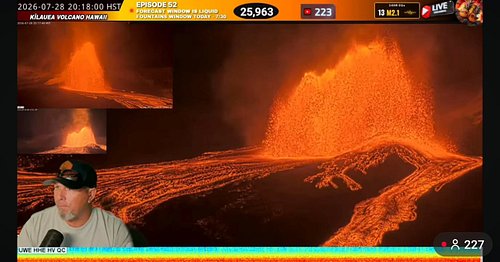 Kilauea Message 

2026-07-29 02:43:24 HST. Episode 52 ended at 2:36 a.m. HST after a final 4 minutes of spectacular gas jetti...