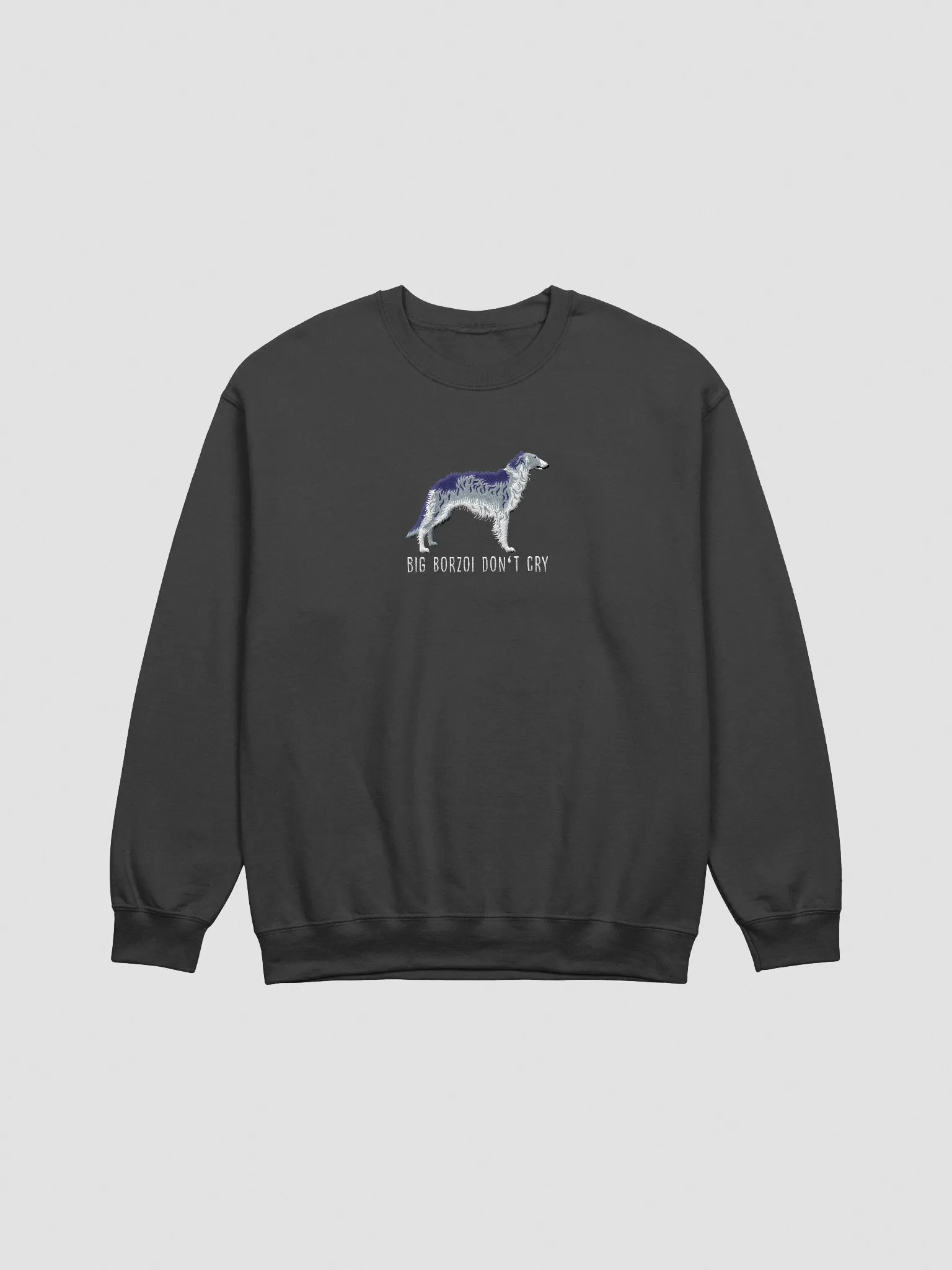 Big Borzoi Don't Cry Sweatshirt (Embroidered) of a Borzoi(Blue) product image (3)