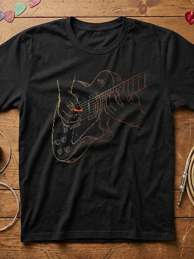 In the Strings Les Paul - Electric Guitar Line Art T-Shirt | Gift for Guitar Players product image (1)