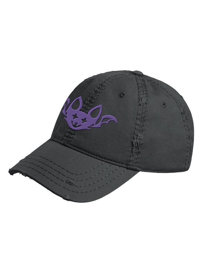 Purple Embroidered Bat Distressed Dad Hat product image (2)