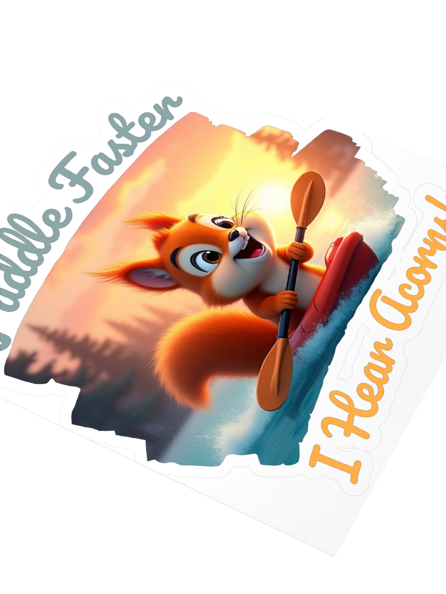 Paddle Faster, I Hear Acorns – Funny Kayaking Red Squirrel Kiss Cut Sticker product image (3)