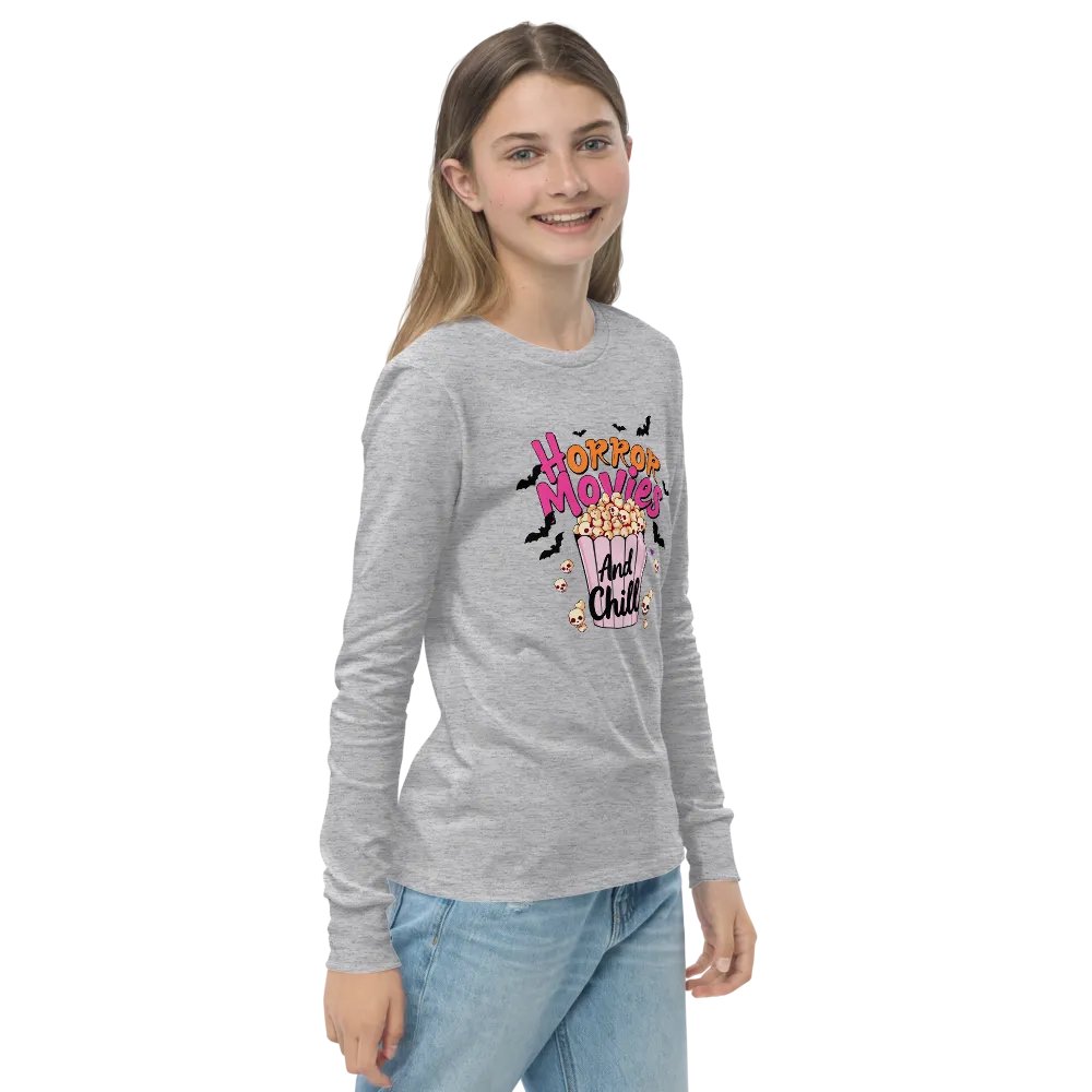 Horror Movies and Chill Popcorn Youth L/S Tee product image (7)