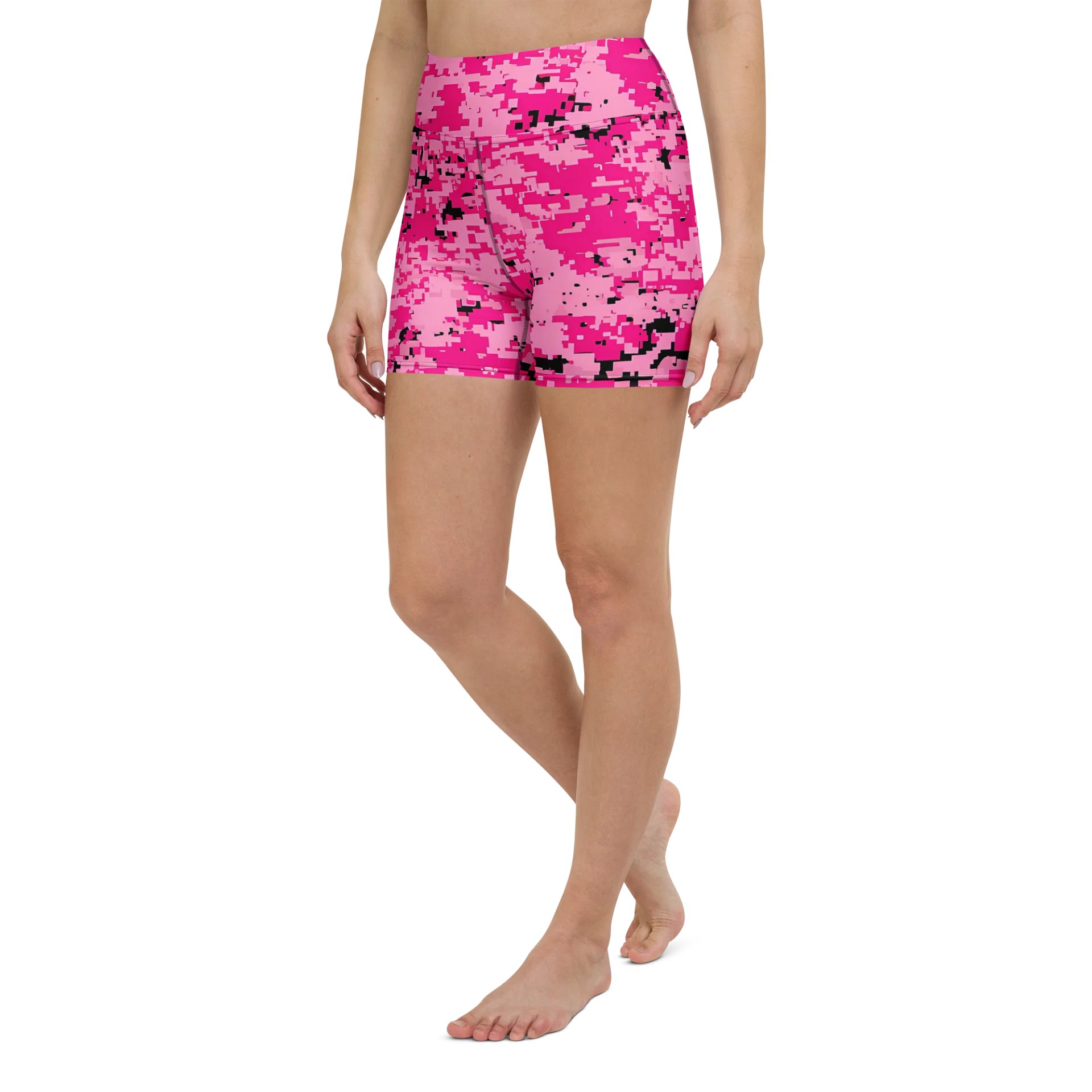 Pixel Pink Camo Yoga Shorts product image (5)