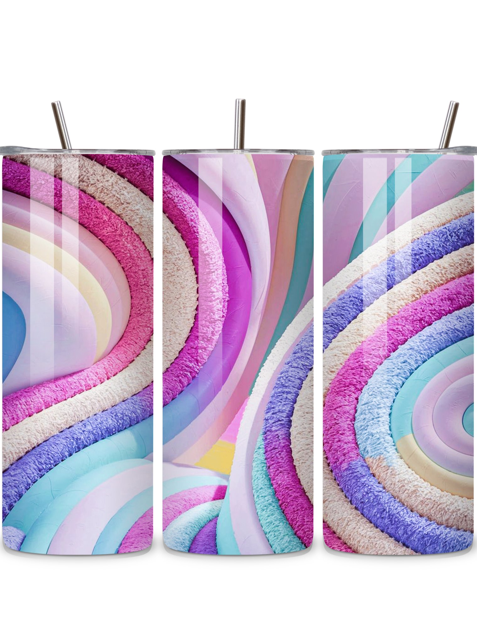 Pastel Swirl 20oz Skinny Tumbler with Metal Straw – Vibrant Abstract Rainbow Design – Double-Walled Insulated Stainless Steel Tumbler for Hot & Cold Drinks, Gift for Color Lovers product image (1)