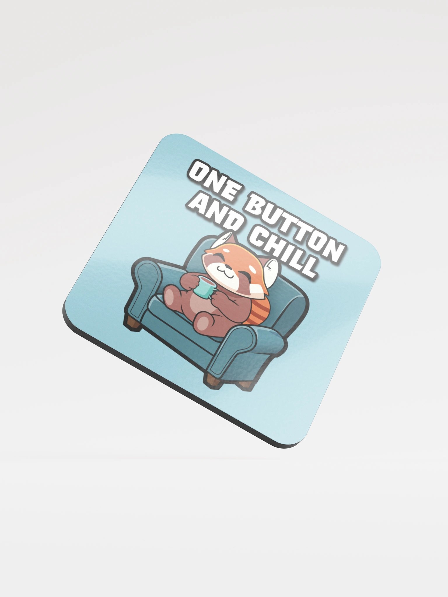 One Button and Chill - Glossed Cork Coaster product image (1)