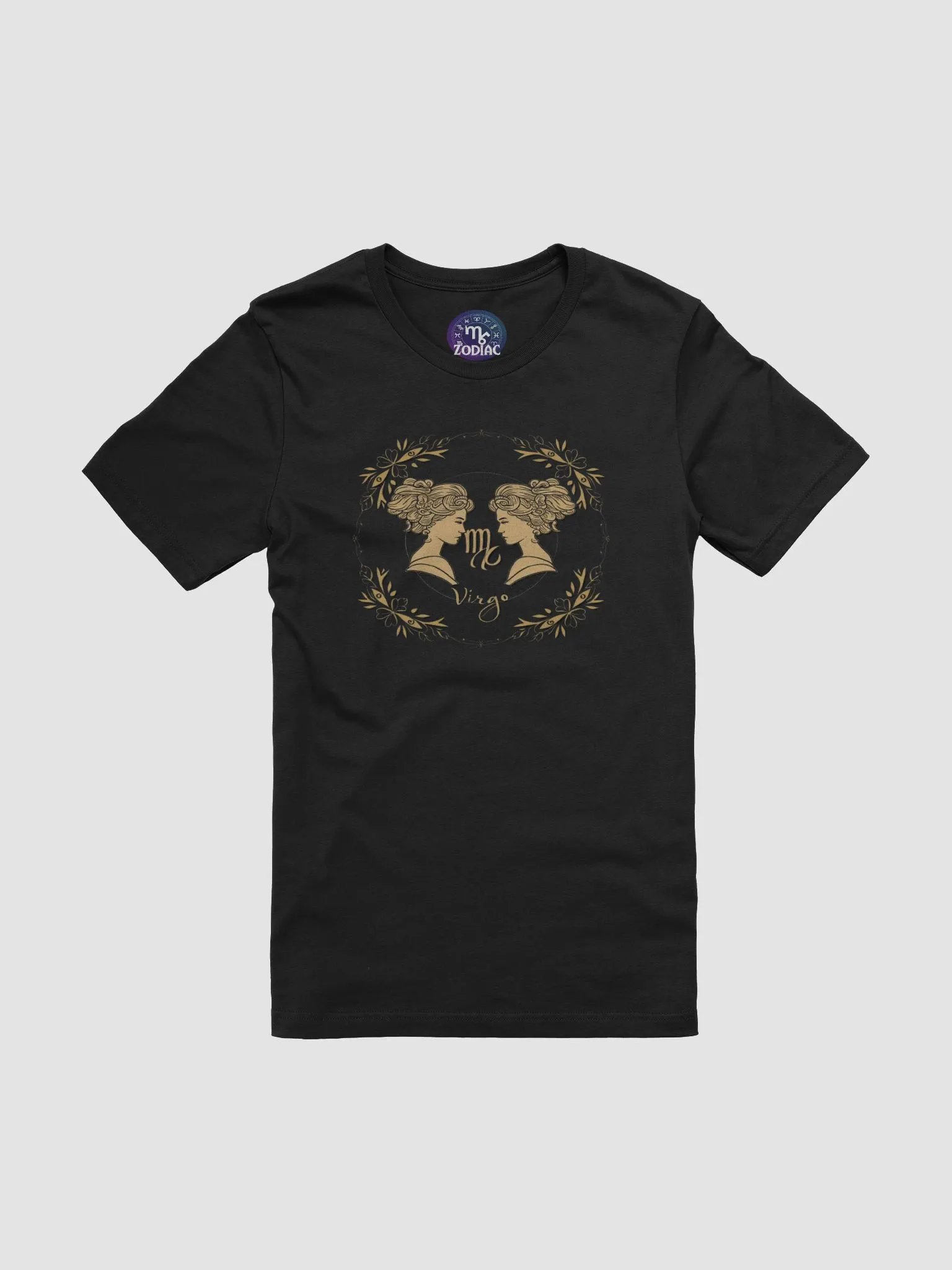 Virgo Zodiac Unisex Supersoft T-Shirt - Gold Celestial Design with Laurel Wreath product image (3)