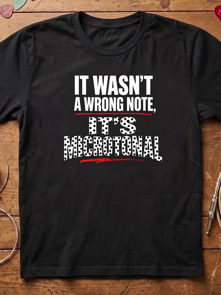 It Wasn't A Wrong Note, It's Microtonal - funny guitar t-shirt product image (1)