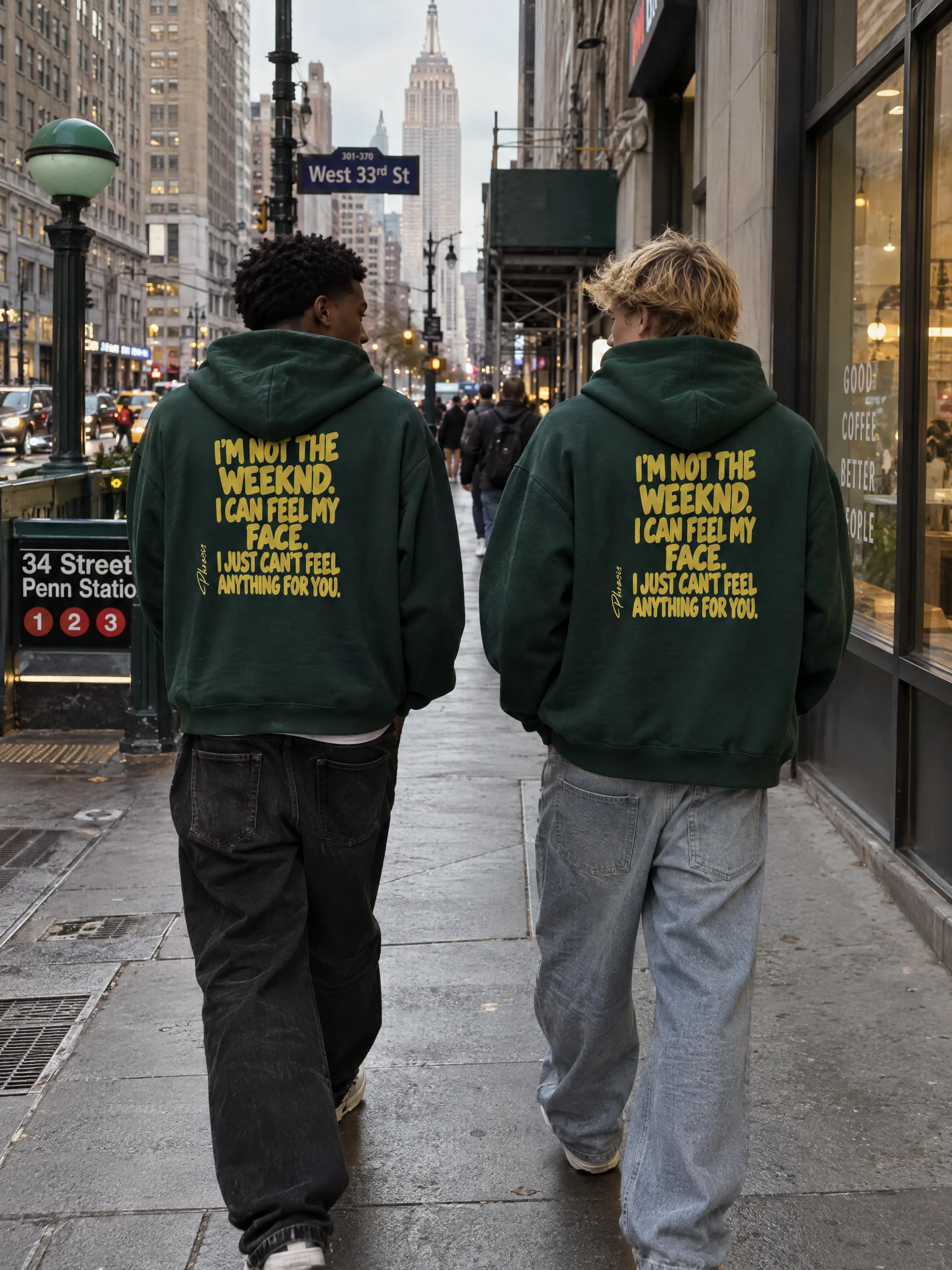 Weeknd - Can't feel my face - Hoodie — Pine Green, photo 3