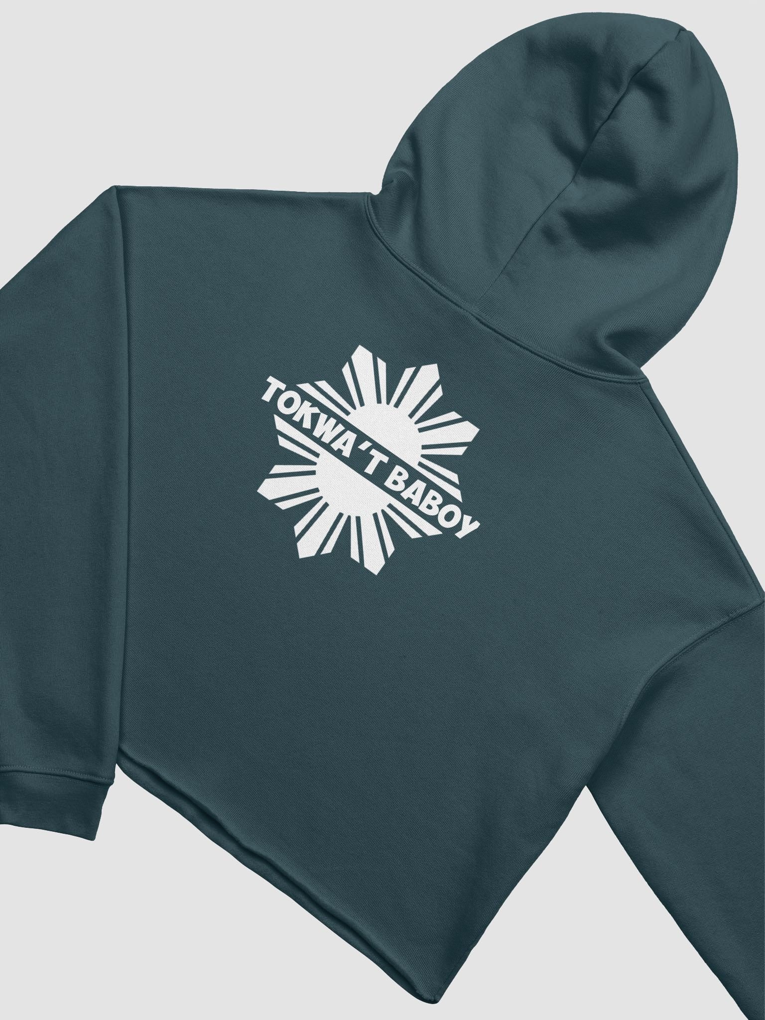 Tokwa't Baboy Obsession: Fleece Crop Hoodie, Dark Tones, White Logo product image (22)