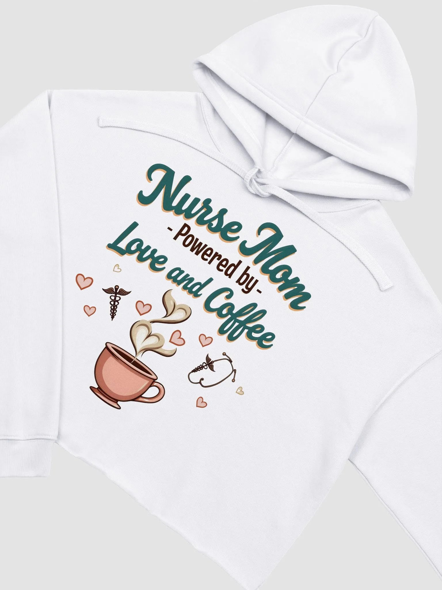 Love and Coffee Nurse Mom Crop Hoodie product image (9)