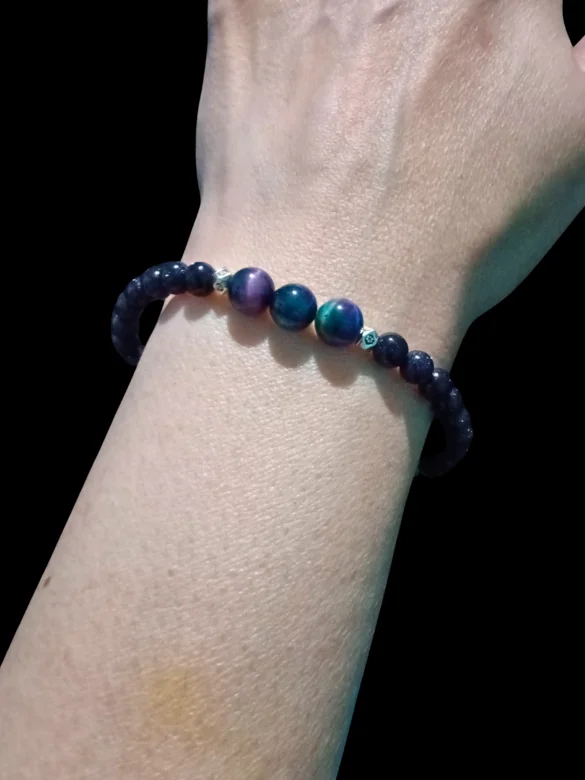 Chrysocolla Beaded Bracelet for Manifesting | Handmade, Celestial, Intentional | "Cosmic Spark" product image (4)