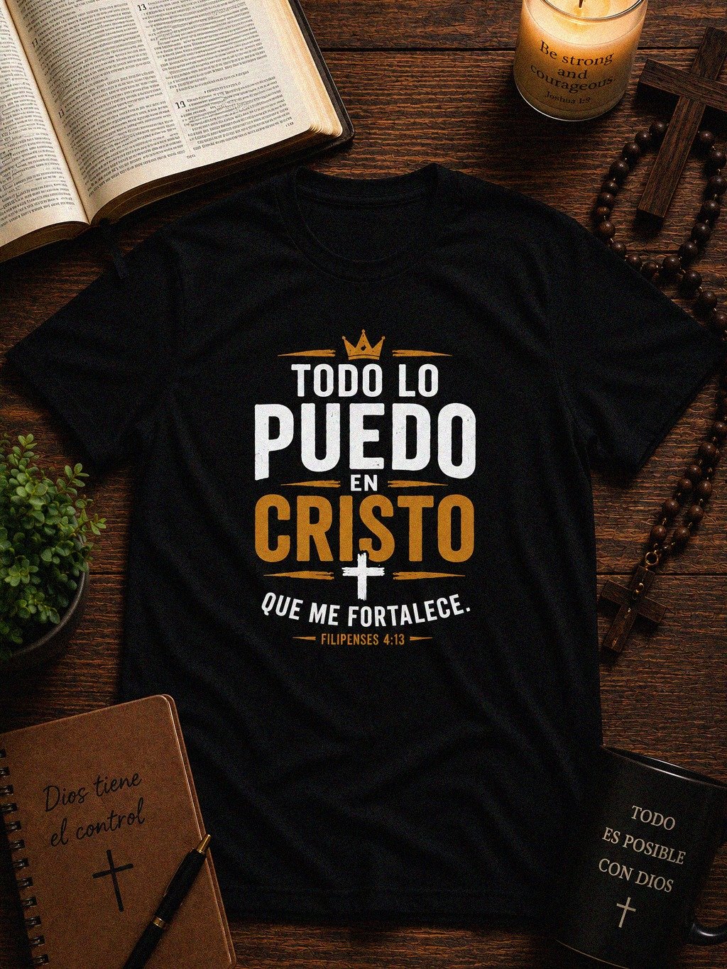 Todo Lo Puedo en Cristo – Filipenses 4:13 | Camiseta Cristiana para Hombre y Mujer product image (1)