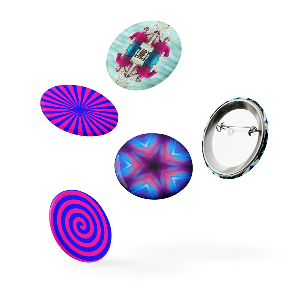 Strange Seashore Stars Spirals Set of 5 Pins, Cotton Candy Color Pink Blue Beach Pin Buttons product image (4)