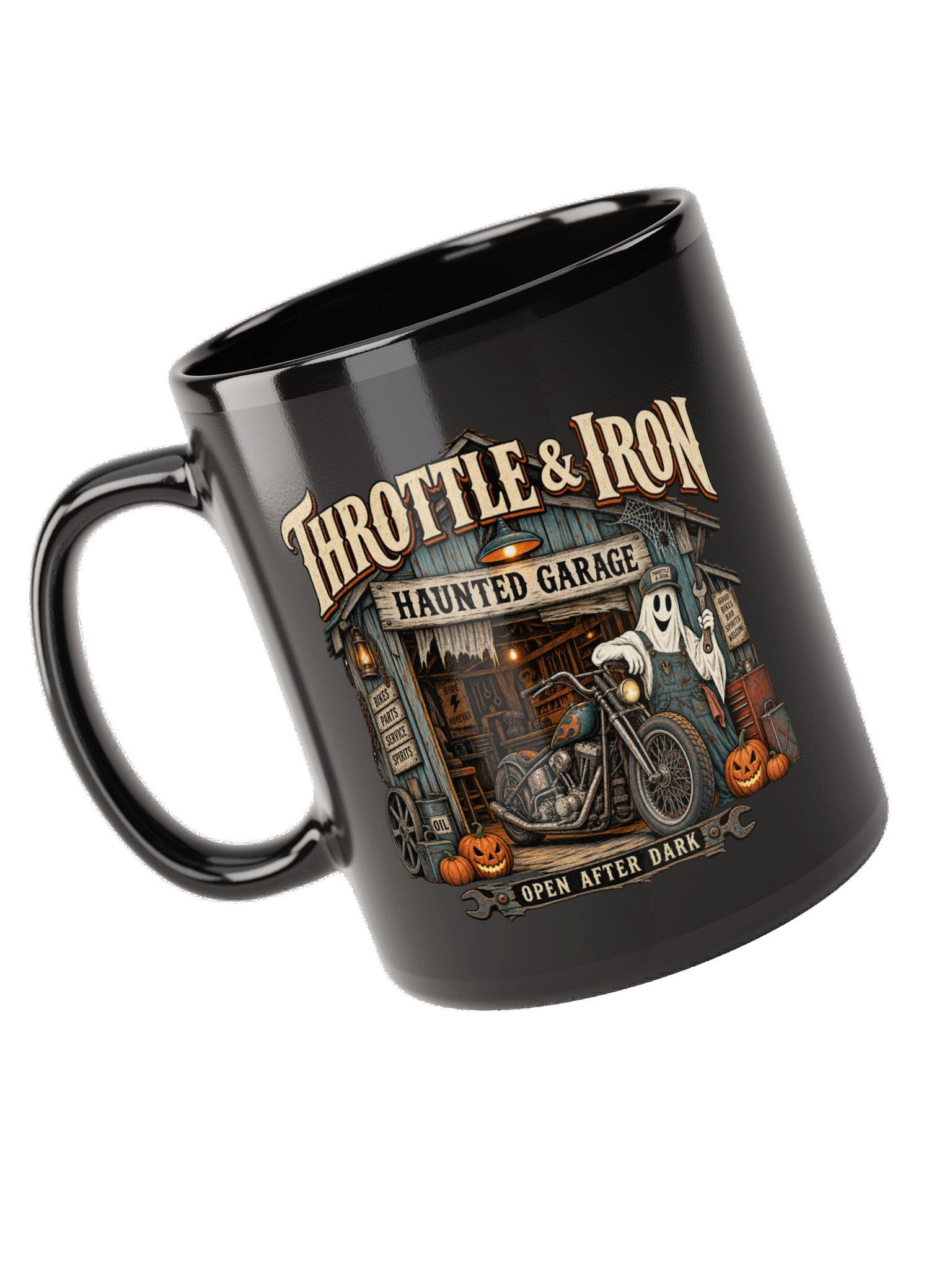 Throttle & Iron Haunted Garage Halloween Bike Mug product image (5)
