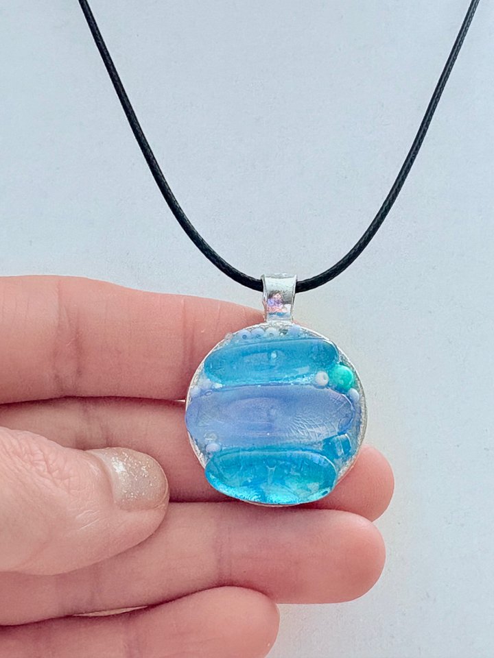 MFD-00209 | Coastal Calm Horizon Pendant Necklace | Handmade Glass Art Jewelry | Monique Faella Designs™ product image (2)