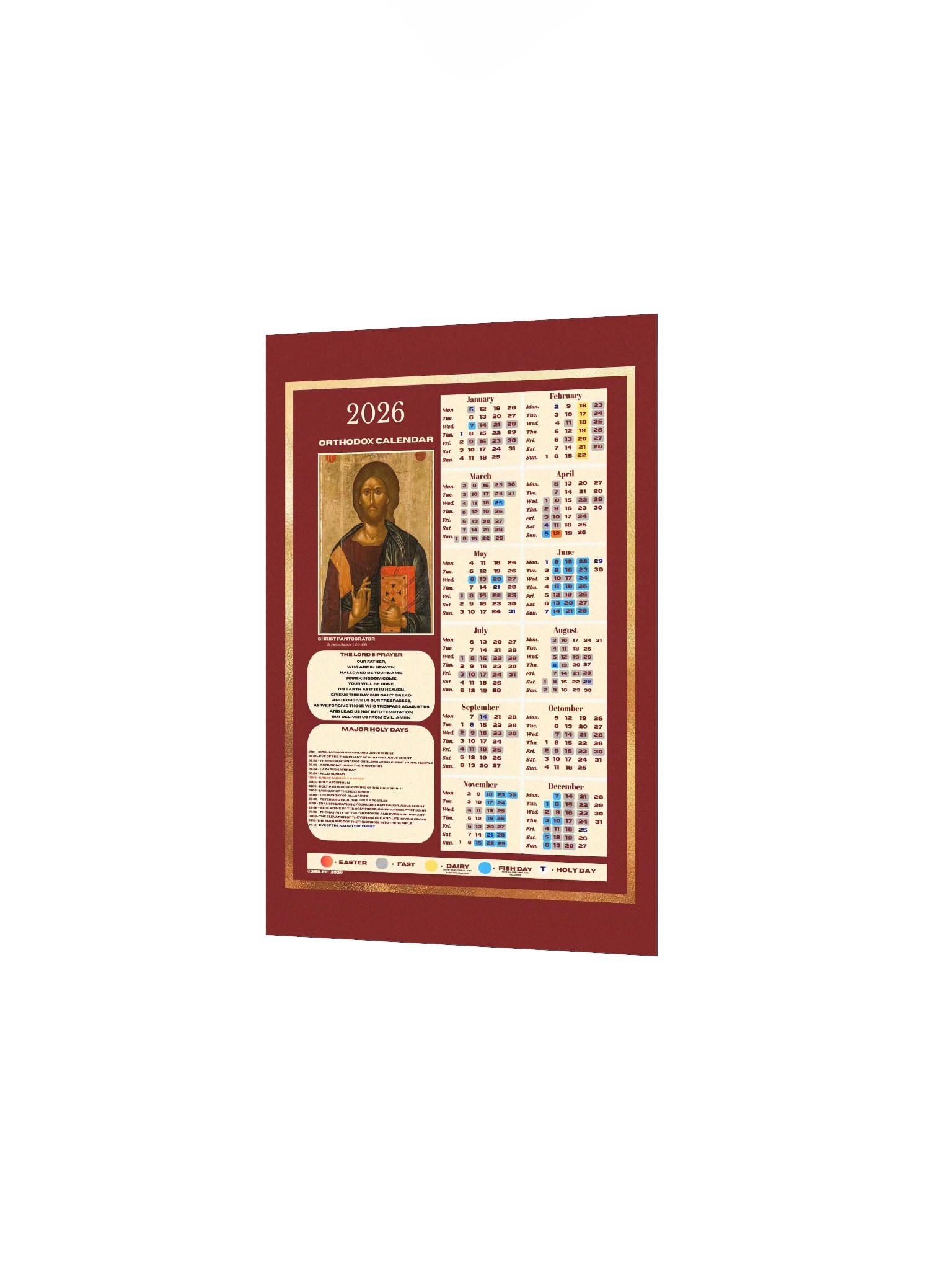 The Orthodox Christian Calendar 2026 (New Calendar / Revised Julian) product image (2)