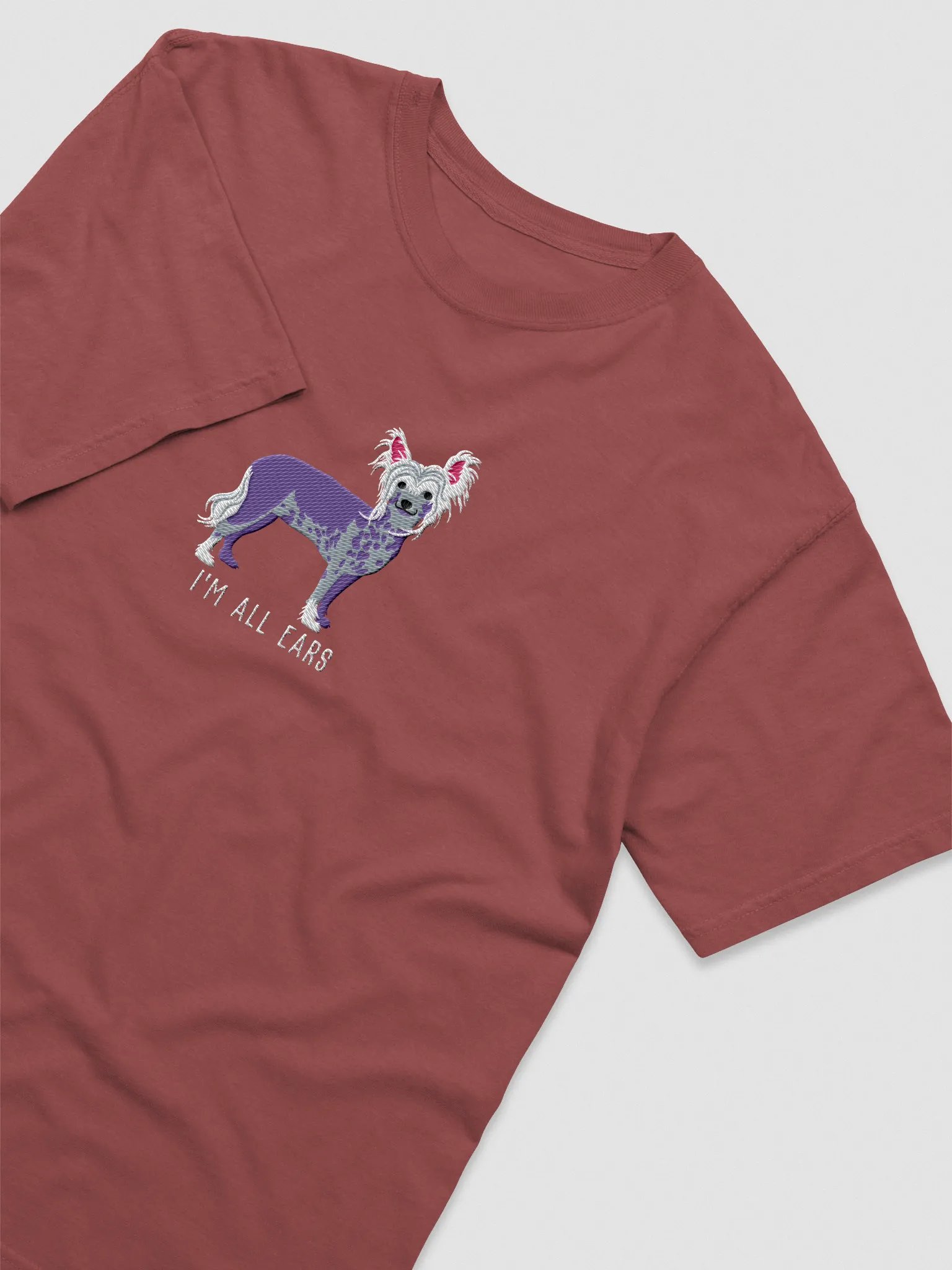 I'm All Ears T-Shirt(Embroidered) of a Chinese Crested Dog product image (6)