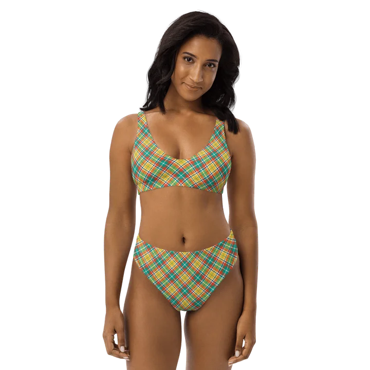 Yellow and Seafoam Green Plaid Bikini product image (1)