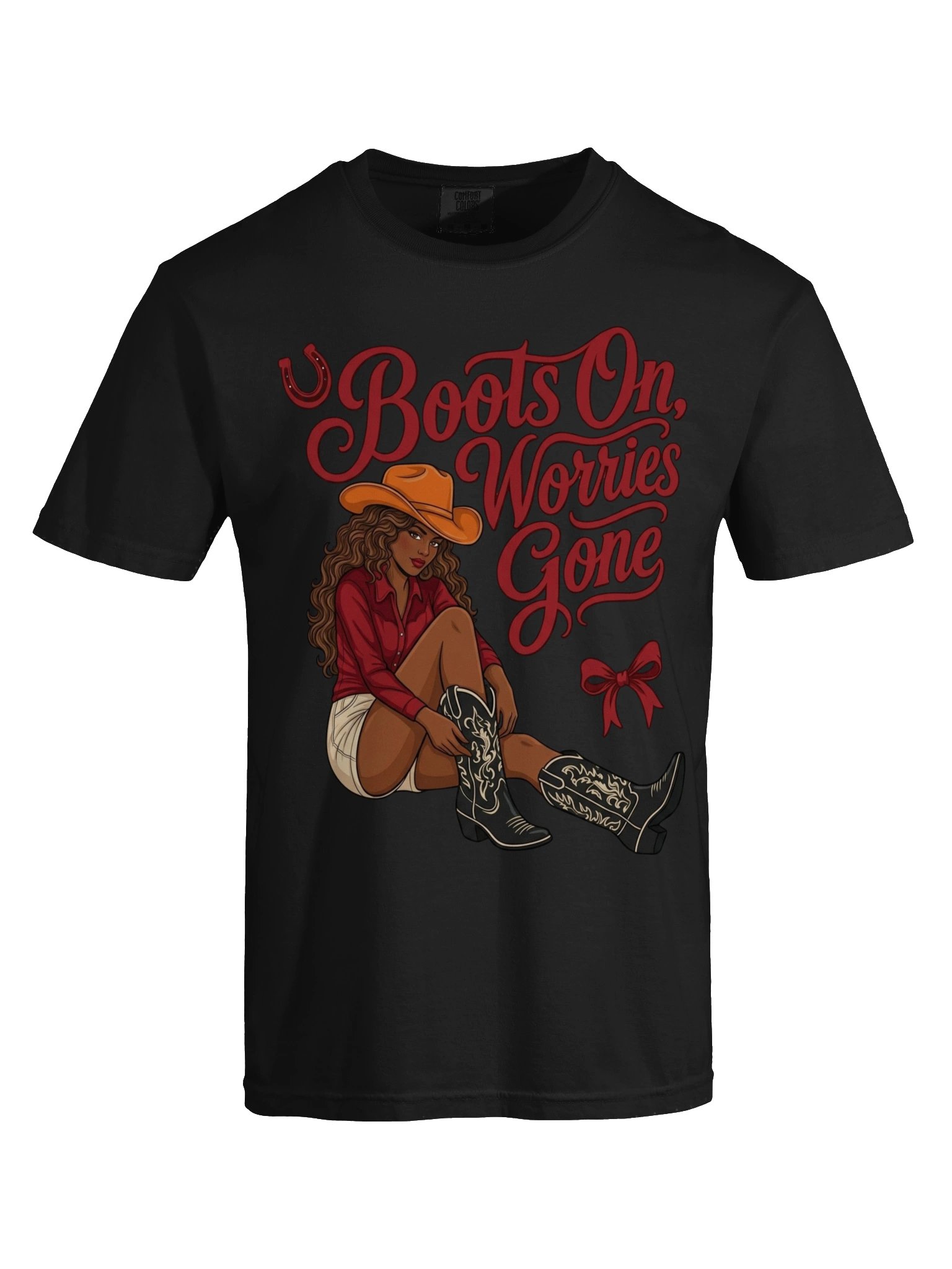 Boots On Worries Gone Western T-Shirt - Vintage Cowgirl Graphic Tee - Retro Country Music Festival Shirt - Coquette Western Aesthetics Unisex Shirt product image (5)