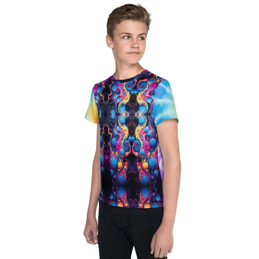 Vibrant Liquid Bubbles Tie Dye Youth T-Shirt product image (3)