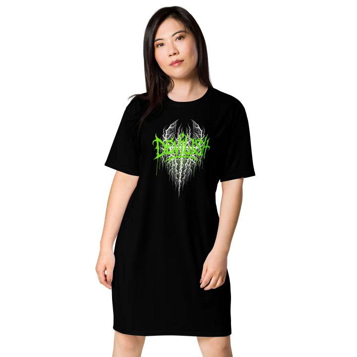 Devilish Graphic Grunge T-Shirt Dress - Neon Green product image (1)