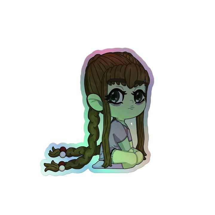 Chibi autumninstitches sitting Holographic sticker product image (2)