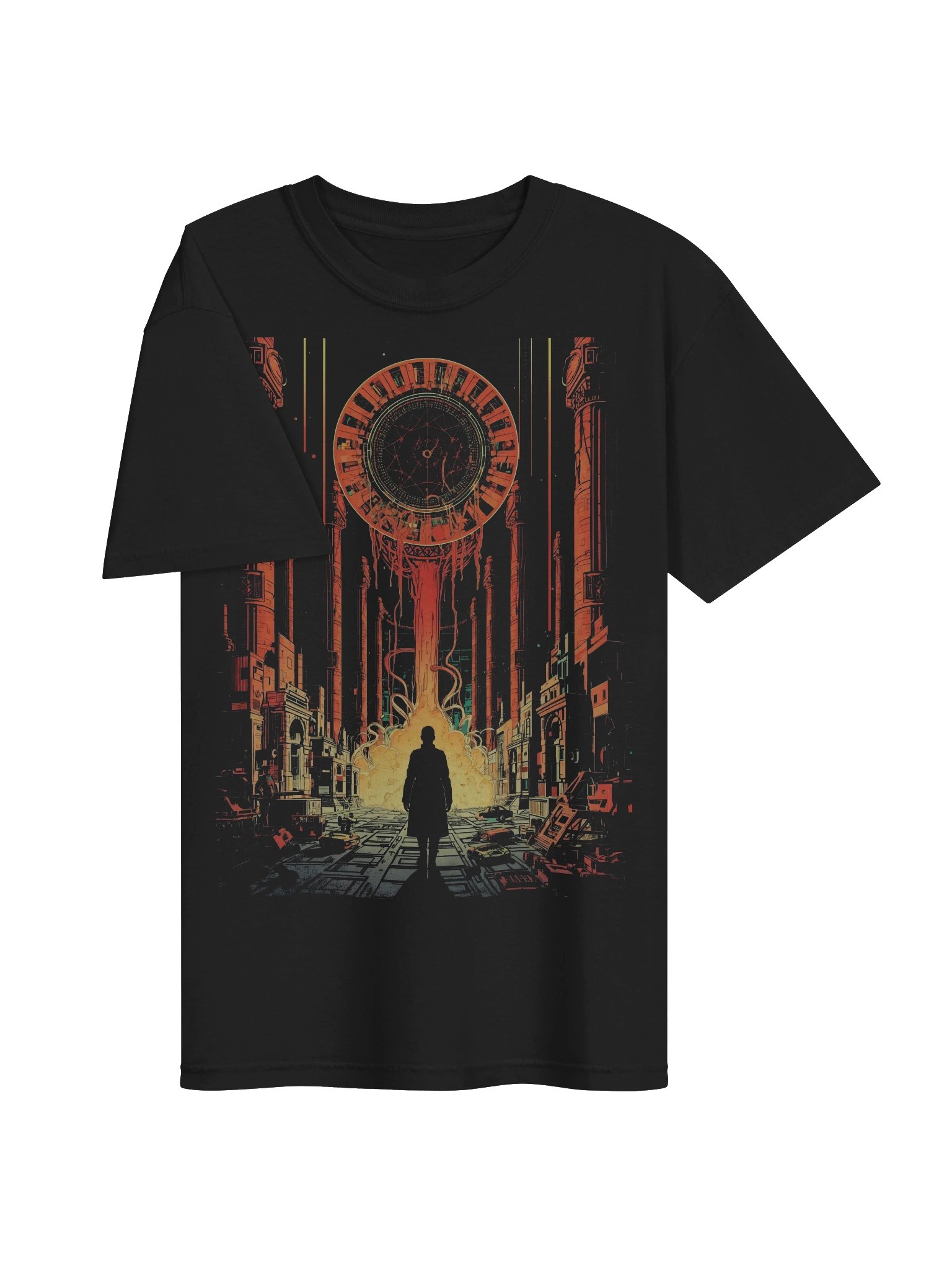 Neon Portal City Sci-Fi Heavyweight T-Shirt product image (6)