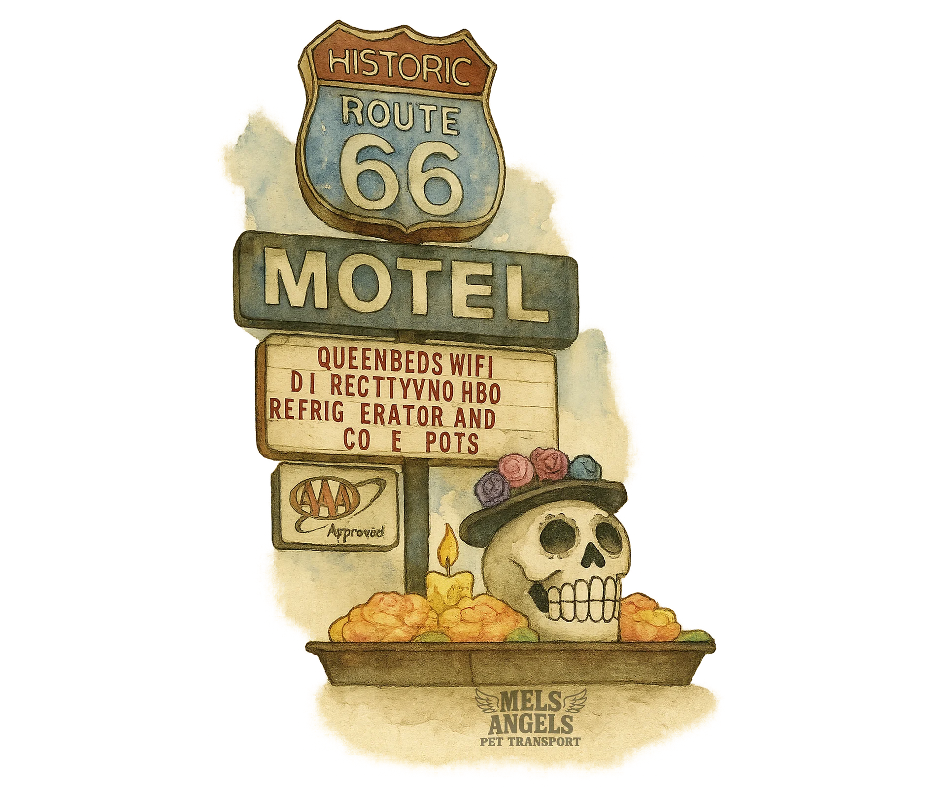 Route 66 Motel Skull T-Shirt – Vintage Día de los Muertos Inspired Graphic Tee | Bella Canvas Unisex product image (9)