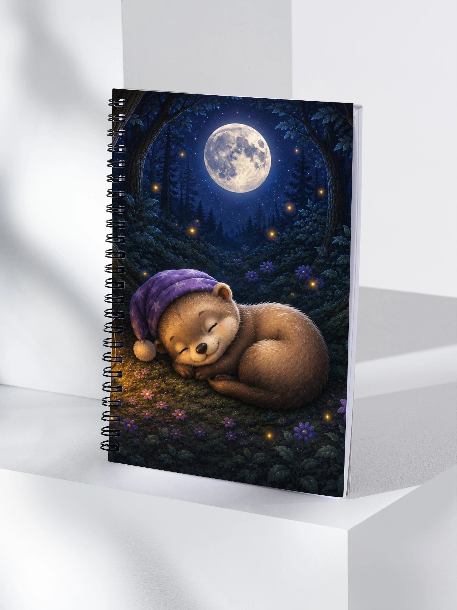 Moonlit Slumber Spiral Notebook | Sleeping Ferret Journal product image (4)
