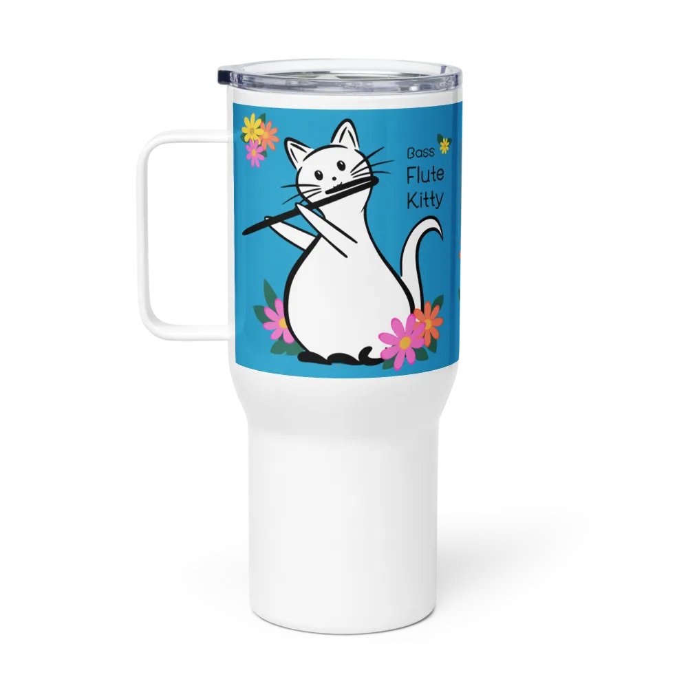 Flute Kitty Travel Mug w handle - Bass Flute product image (2)