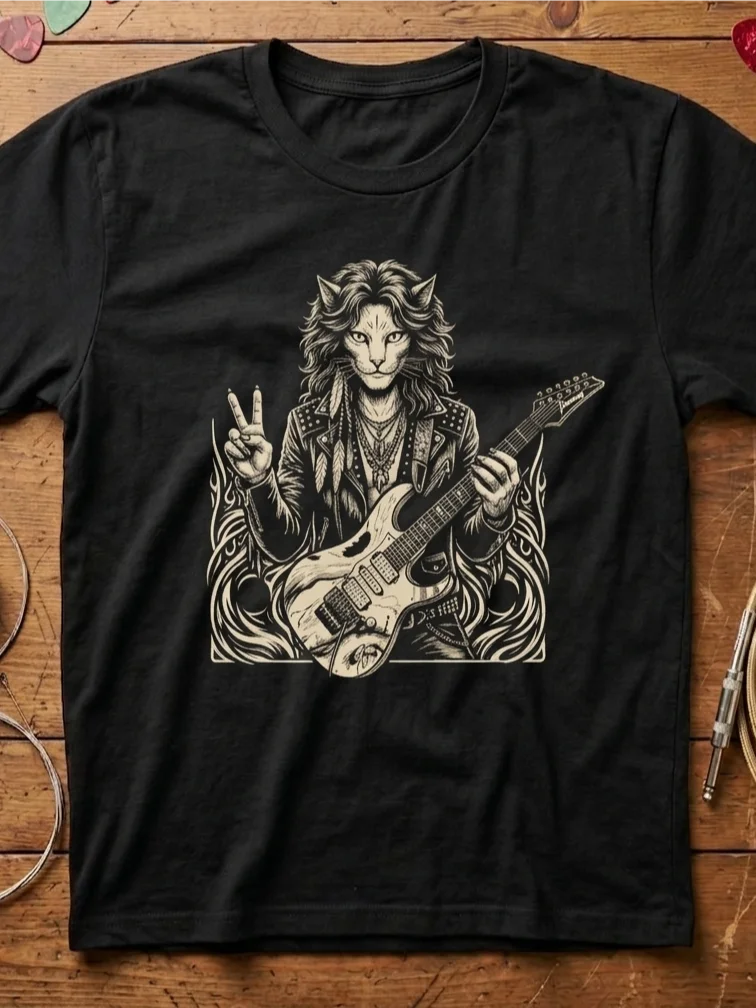 Passion and Pawfare - Vai Cat Guitar T-Shirt | Funny Rock Music Guitar Tee product image (1)