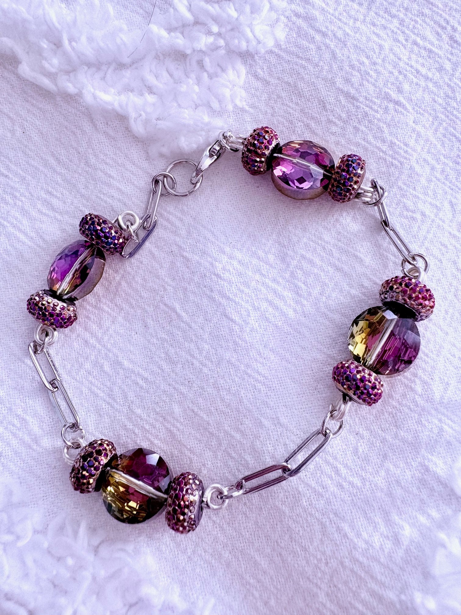 MFD-00273 | 7.5" Amethyst-Esque Bracelet | Wire Wrapped Links | by Monique Faella Designs™ product image (1)