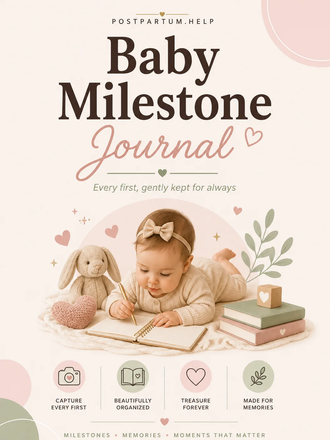 Baby Milestone Journal | Baby’s First Year Memory Book | Milestone Tracker & Keepsake Journal | Printable PDF product image (1)