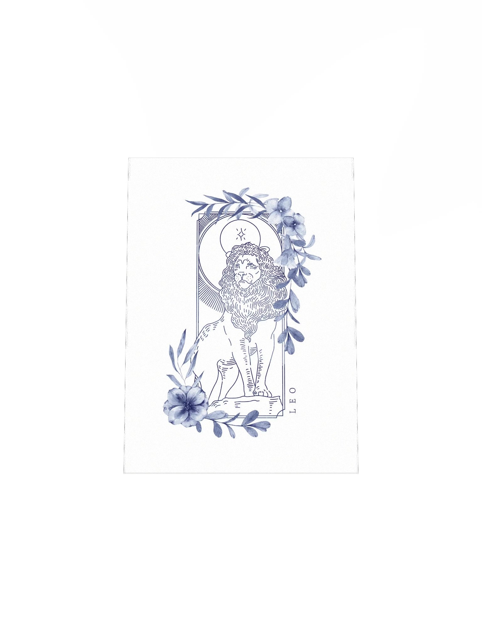 Leo Blue Line Art Zodiac Print product image (6)