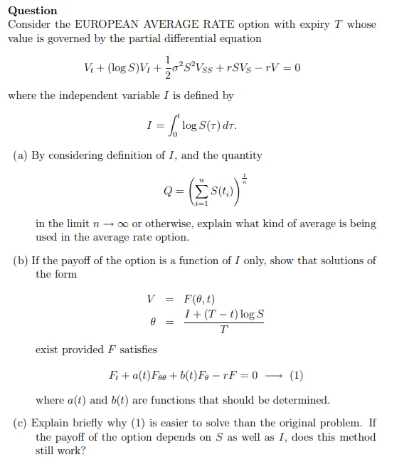 TD - European average rate option- Quiz & Solution product image (1)