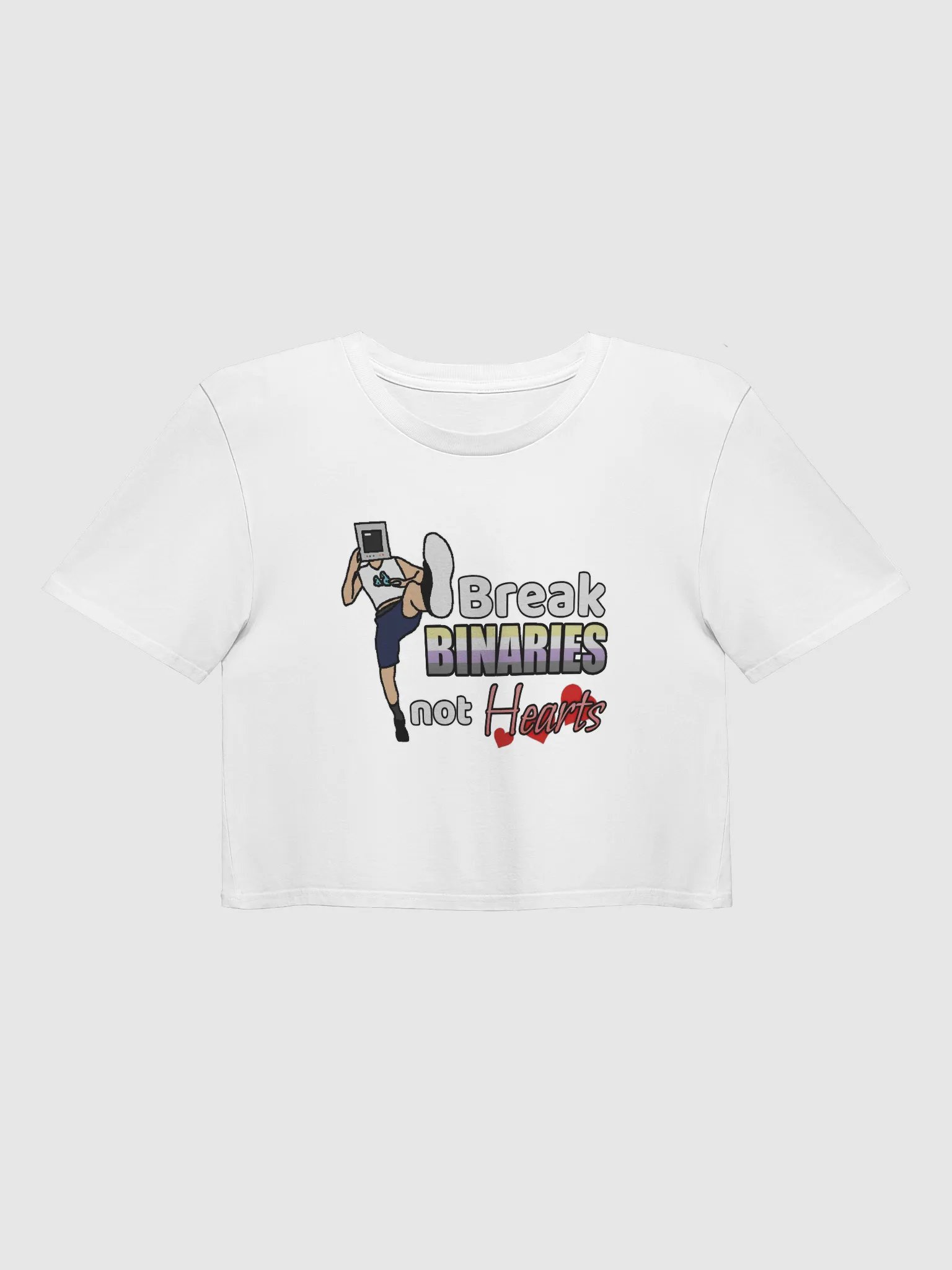Break Binaries Not Hearts Crop Top (Non-Binary) product image (1)