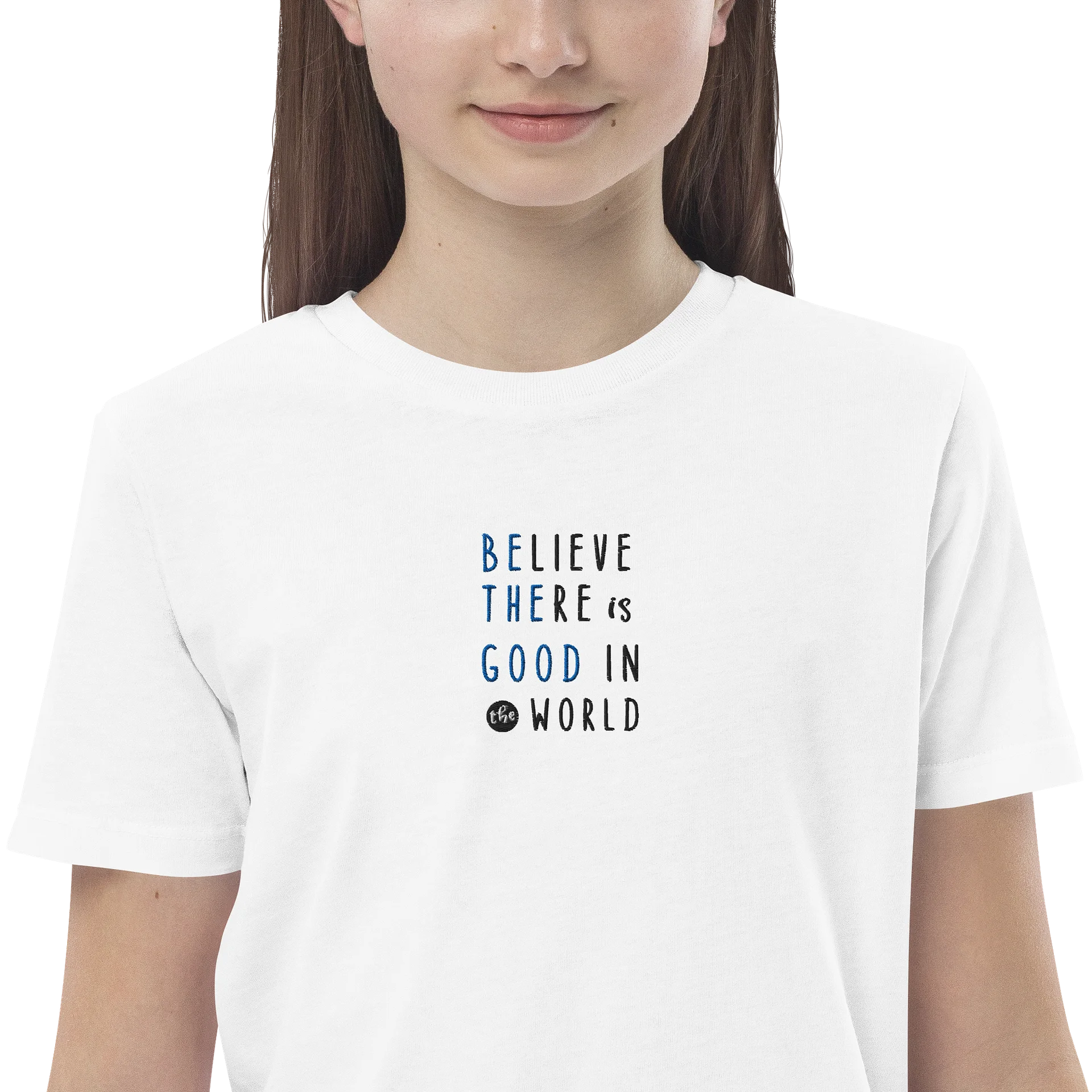 Believe There Is Good in the World Organic Youth T-Shirt | Inspirational Kids Graphic Tee product image (4)