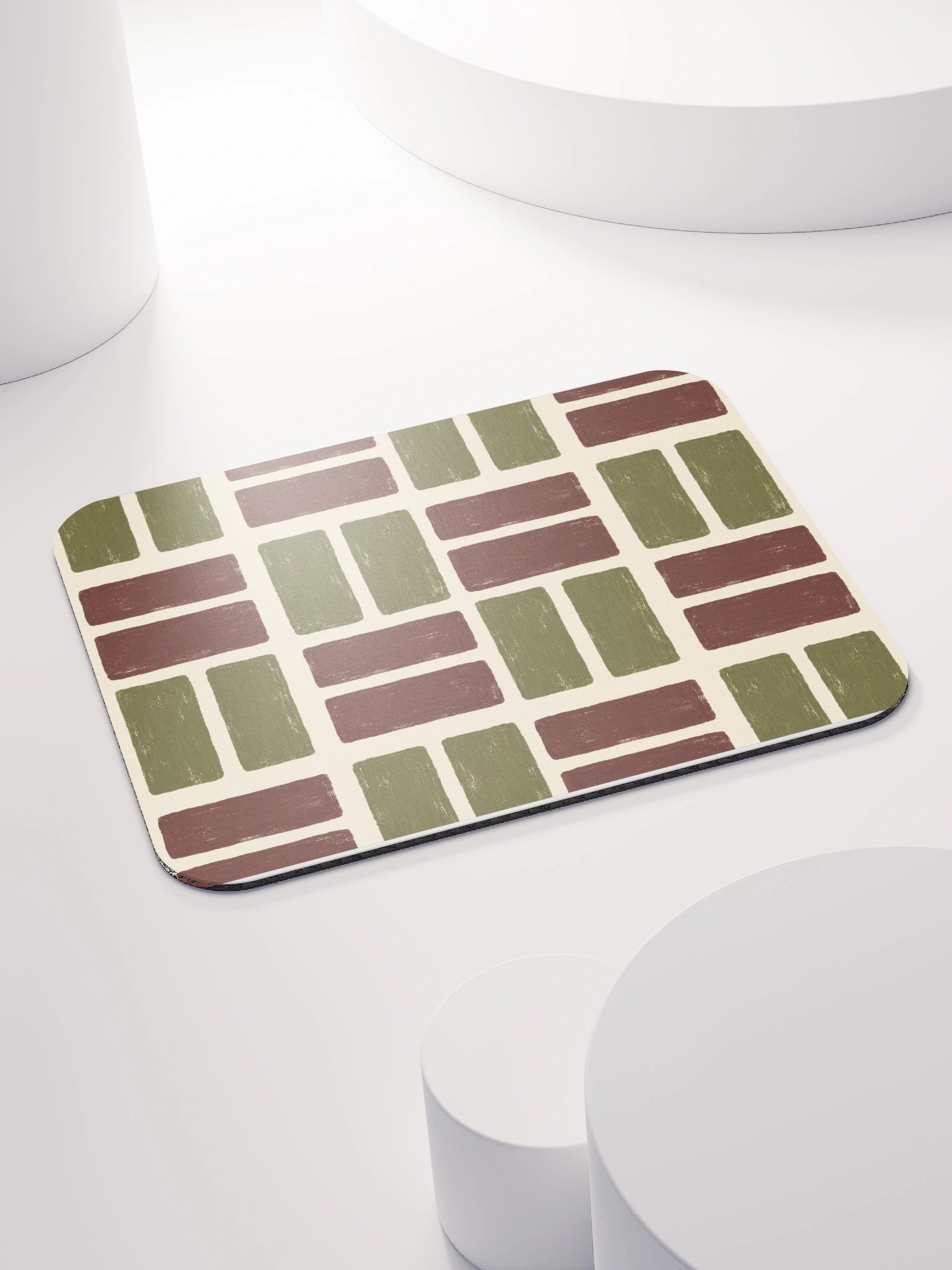 Olive Weave Classic Mouse Pad — Olive & Burgundy Check product image (4)