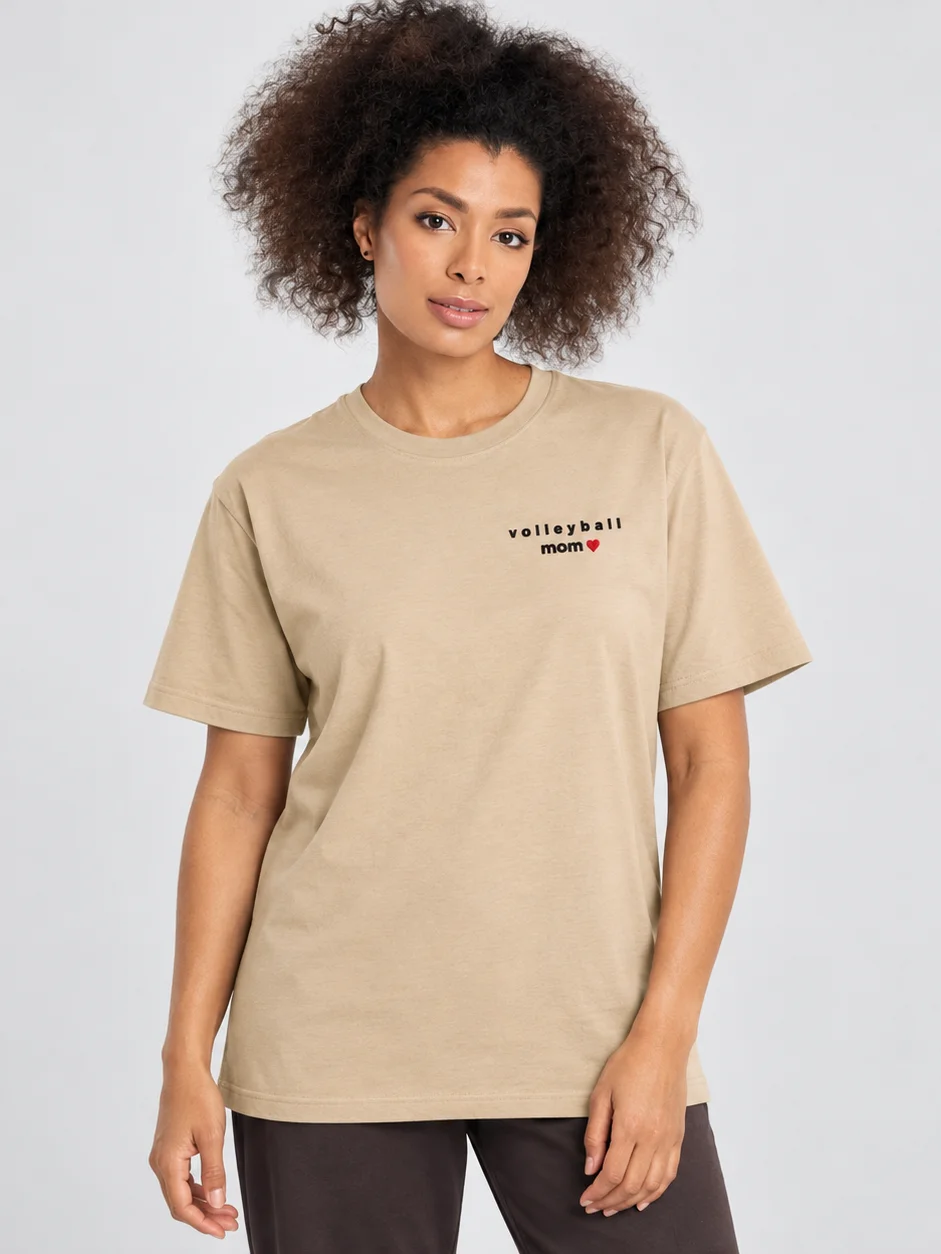 Volleyball Mom Heart Embroidered Organic Tee product image (1)