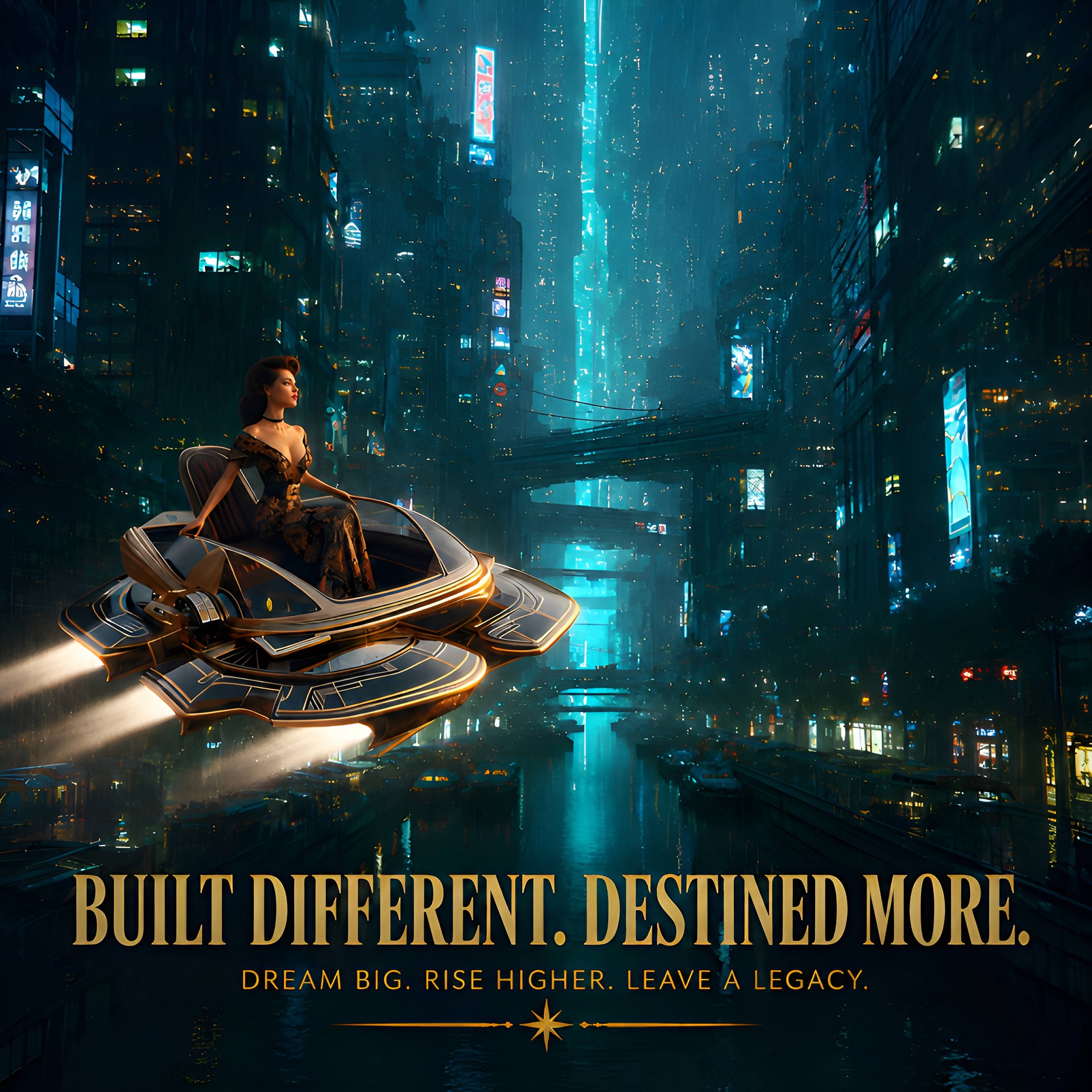 Astral Tropics Futuristic Motivation Poster | Dream Big, Rise Higher, Leave a Legacy product image (2)