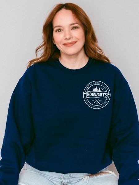 Magical School Badge Cozy Minimalist Fall Sweatshirt product image (8)