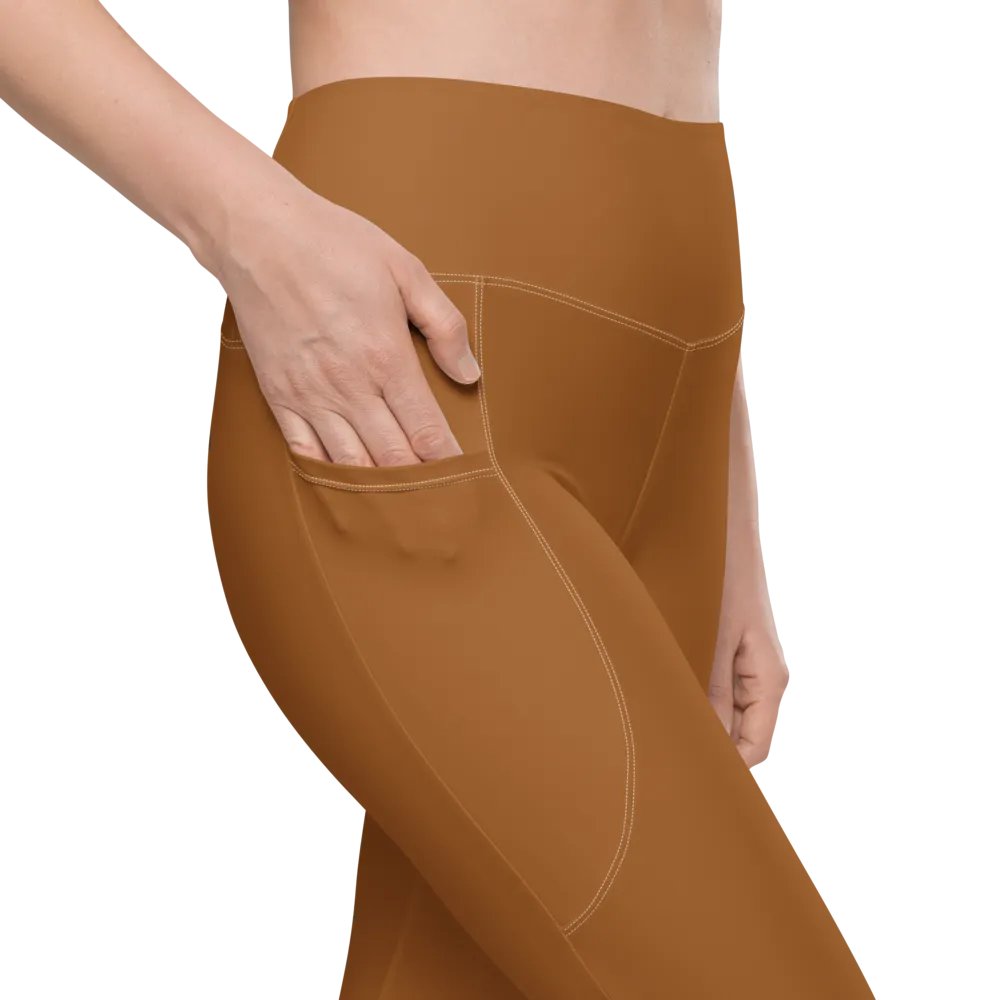 Brown Gold Leggings with Pockets product image (2)