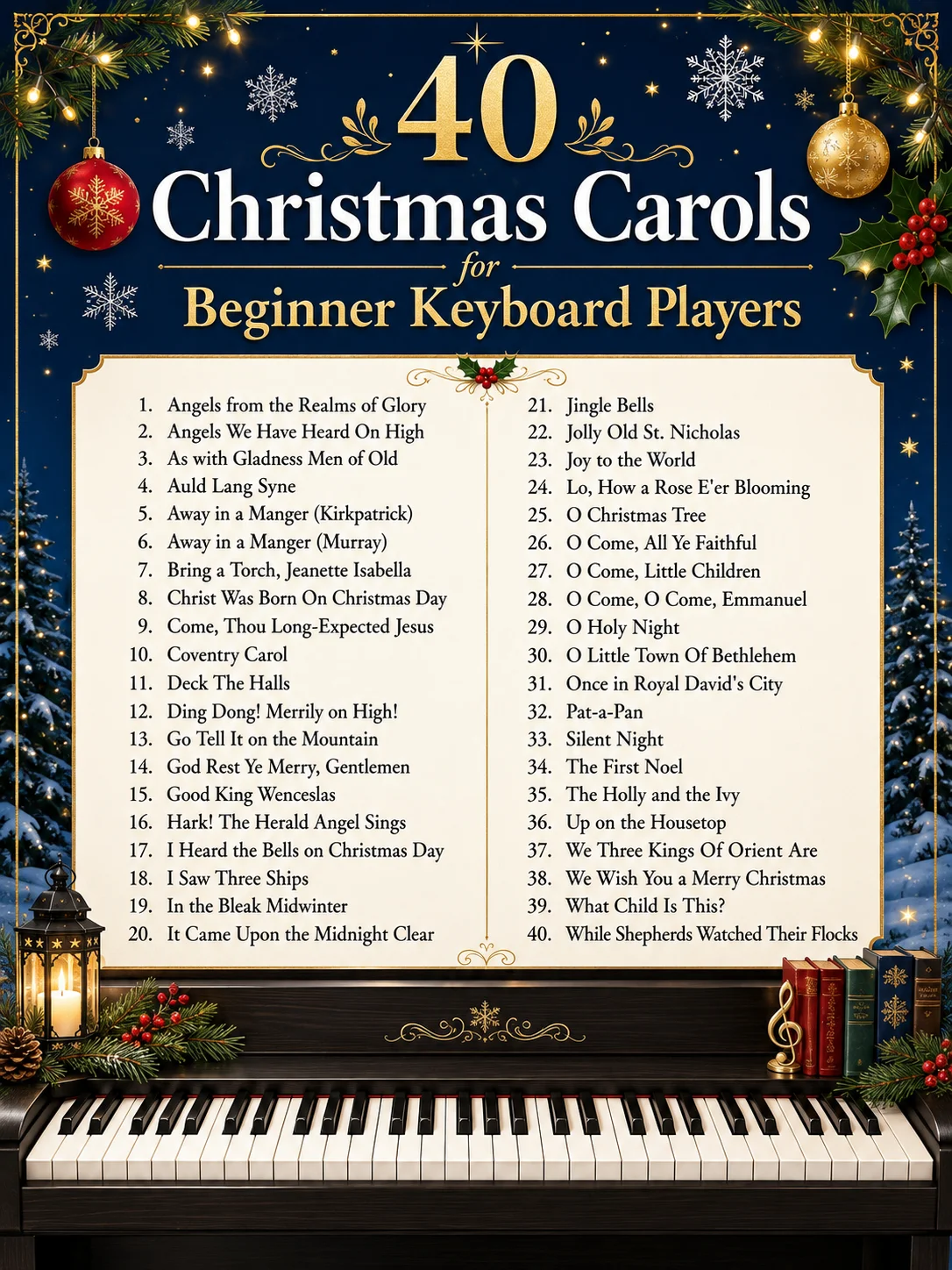 Easy Keyboard Songs: 40 Christmas Carols for Beginners — Sheet Music With and Without Letter Notes product image (4)