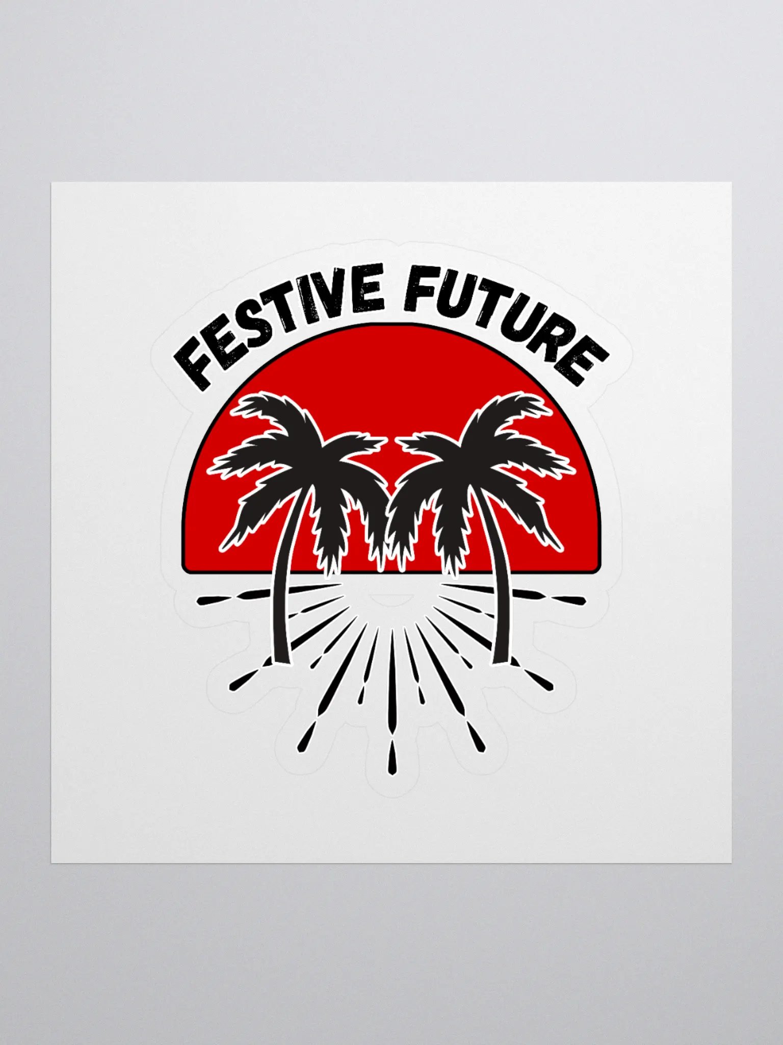 Festive Future - Sunset Beach Scene Sticker product image (1)
