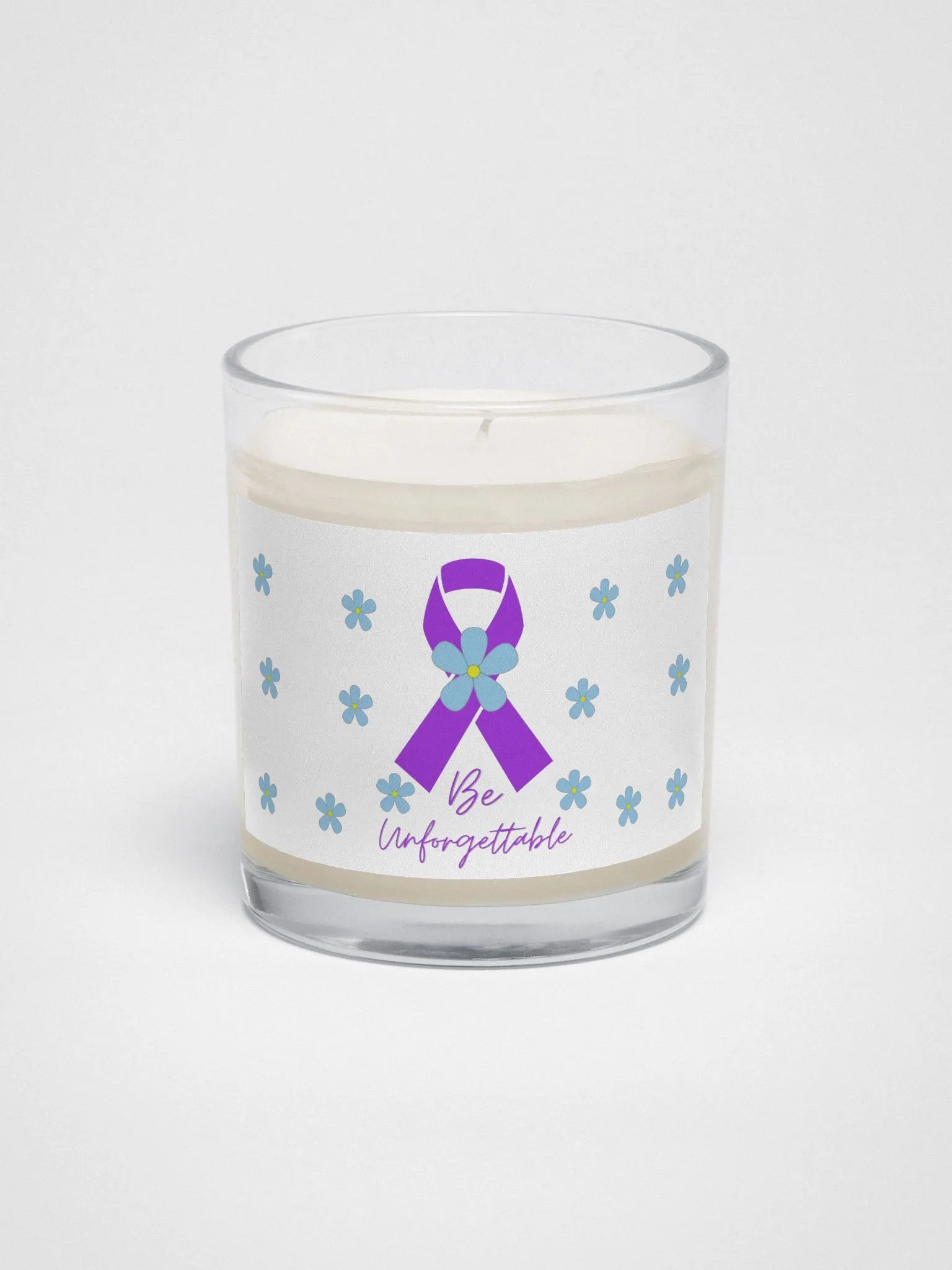 Alzheimers Awareness Soy Wax Candle In A Clear Glass Jar product image (1)