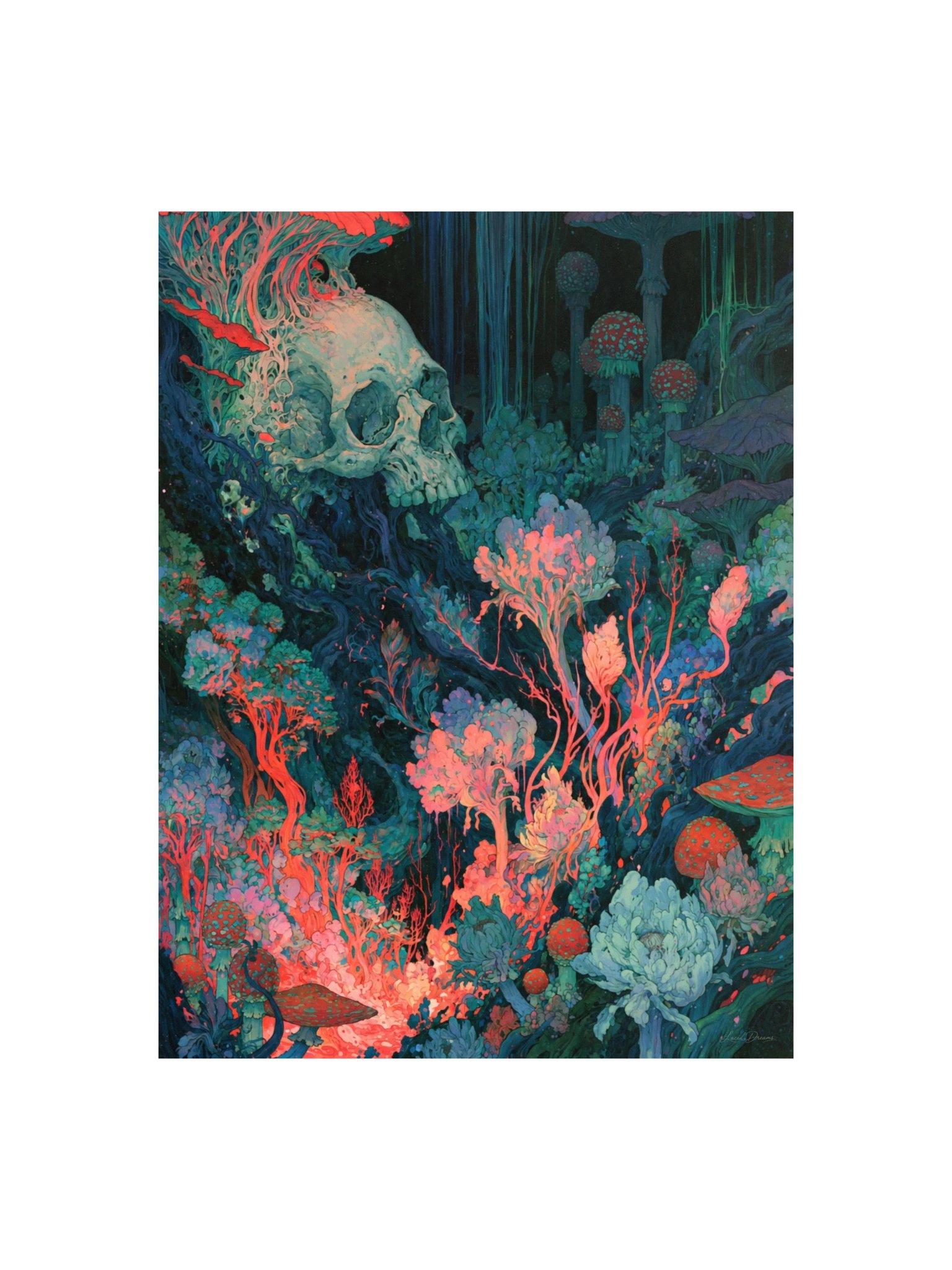 Mushroom Skull Art Print — Skull in the Mushroom Garden product image (5)