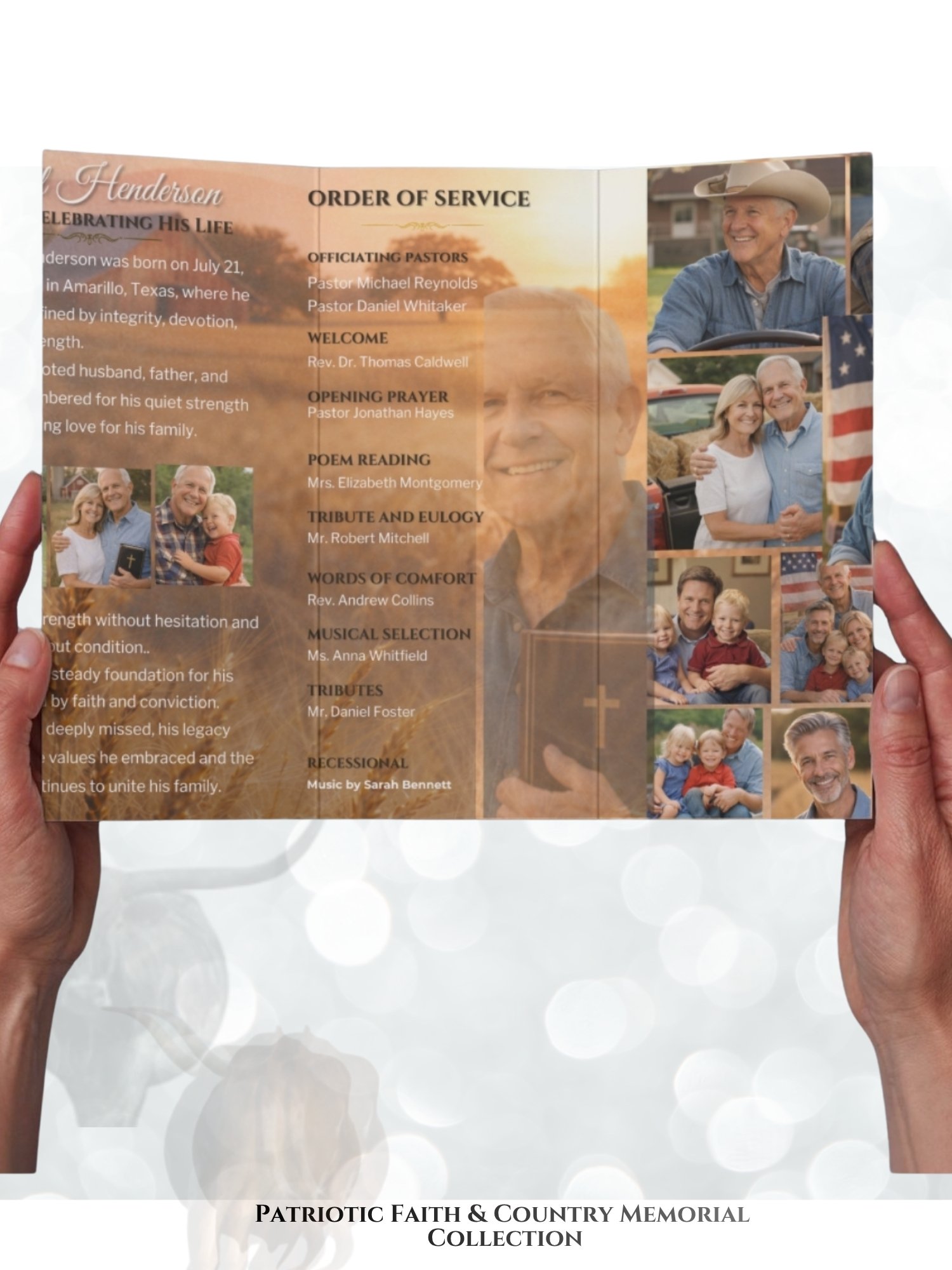 Patriotic Funeral Trifold Template for Canva | Military Veteran Memorial product image (6)