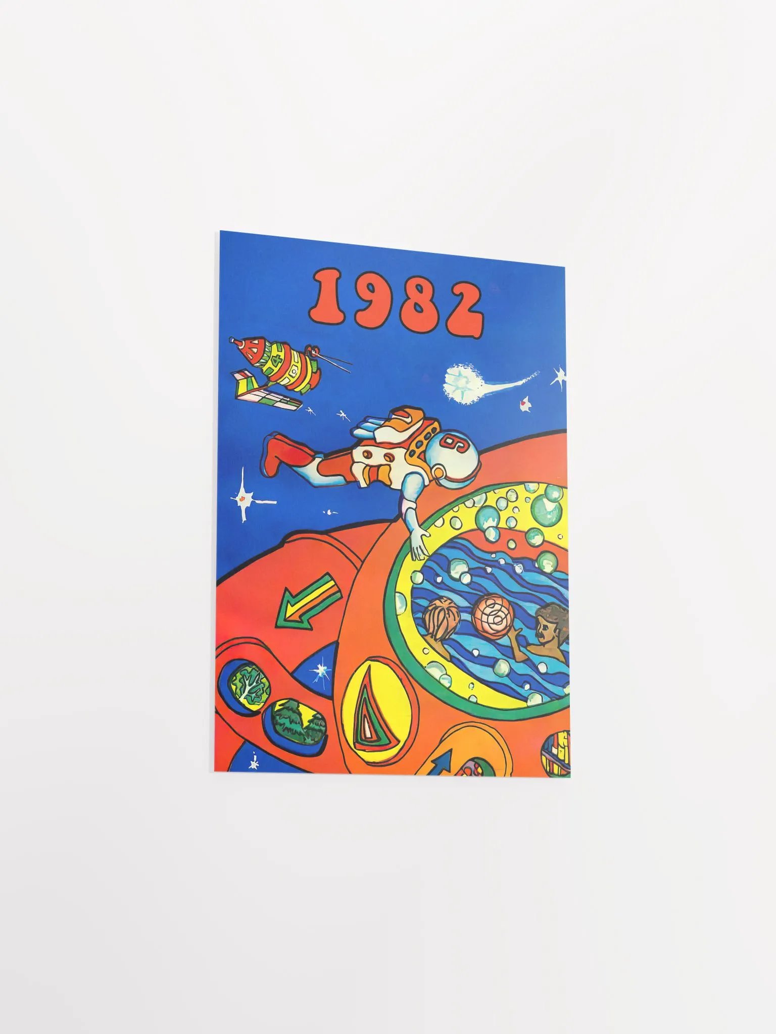 Soviet space, USSR 1982 — Soviet vintage space art poster, soviet poster, propaganda poster, soviet retro space, space wall art product image (6)